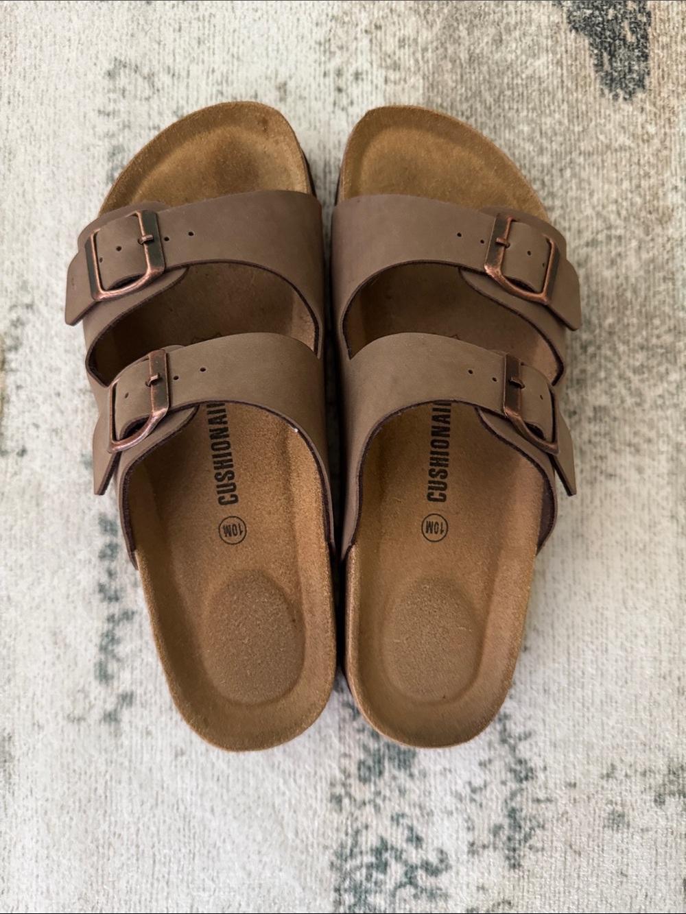 CushionWALK Women's Double Buckle Brown Sandals